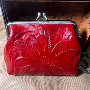 NWT Patricia Nash Leather Borse Coin Purse in Gift Box- Red Tooled